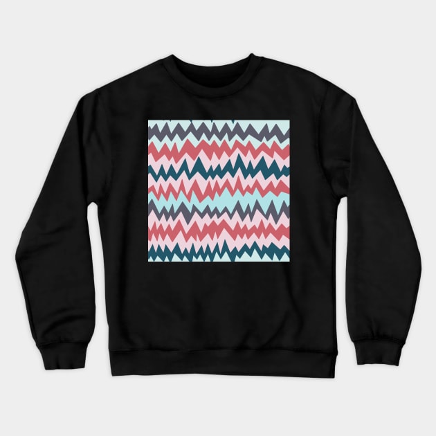 Modern minimalist zigzag in teal, navy blue and berry pink Crewneck Sweatshirt by FrancesPoff